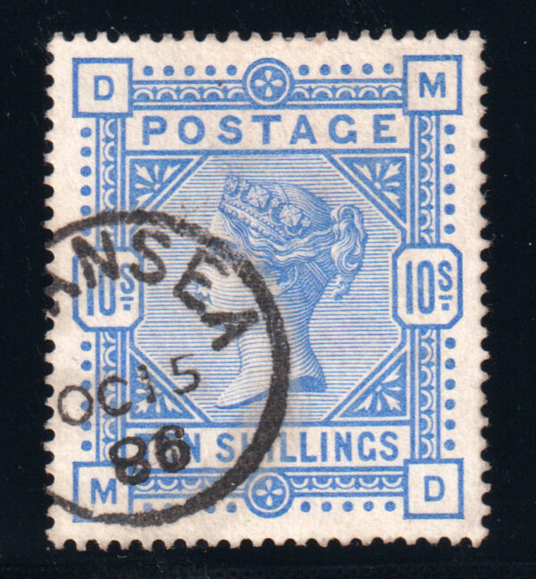 GB QV SG183 10/- Ultramarine Superb Used Cat £525+