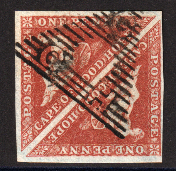 Cape of Good Hope SG1a 1d Brick Red Pair VFU Cert Cat £1,000