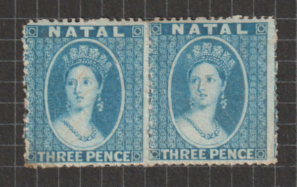 Natal 1861 QV SG12 3d Blue Pair MNG Cat £380