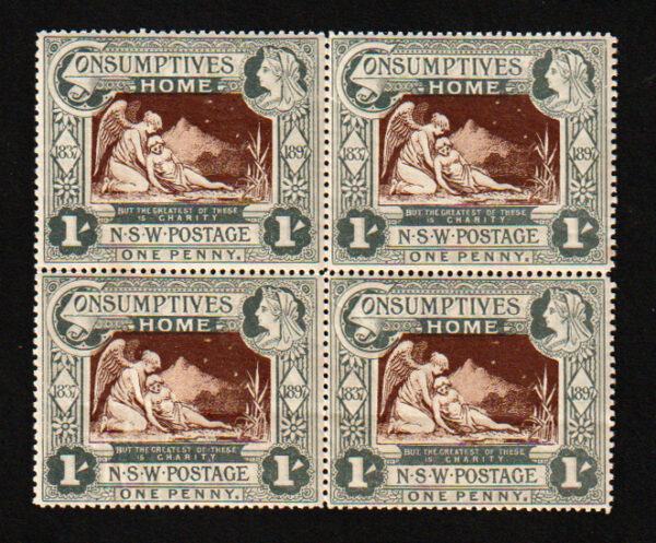 New South Wales SG280 1/- Charity Block of 4 Never Hinged Mint Cat £220