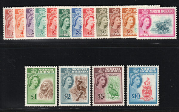 North Borneo QEII SG391-406 Definitive Set Never Hinged Mint
