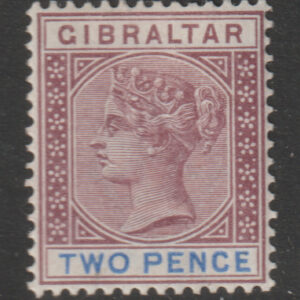 Gibraltar QV SG41 2d Brown Purple & Ultramarine Mint Cat £30