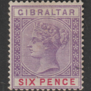 Gibraltar QV SG44 6d Violet & Red Mint Cat £50