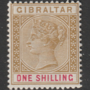 Gibraltar QV SG45 1/- Bistre & Carmine Never Hinged Mint Cat £48+