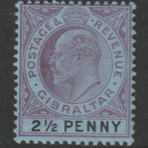 Gibraltar EDVII SG59 2 1/2d Purple & Black/Blue Mint Cat £45