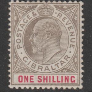 Gibraltar EDVII SG61 1/- Black & Carmine Mint Cat £65