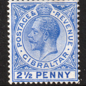 Gibraltar EDVII SG79 2 1/2d Deep Bright Blue Mint Cat £10