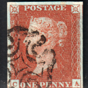 GB QV SG8 1d Red-Brown Letter CA Maltese Cross Cancel VFU