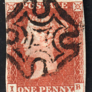 GB QV SG8 1d Red-Brown Letter IB Maltese Cross Cancel VFU