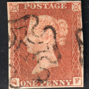 GB QV SG8 1d Red-Brown Letter QF Maltese Cross Cancel VFU