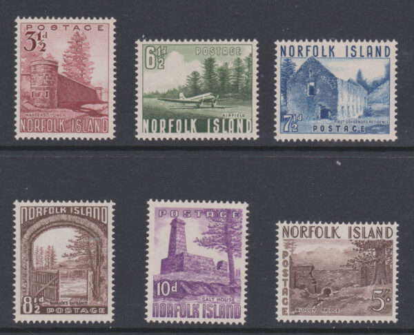 Norfolk Island 1953 SG13-18 3 1/2d - 5/- very lightly hinged mint set