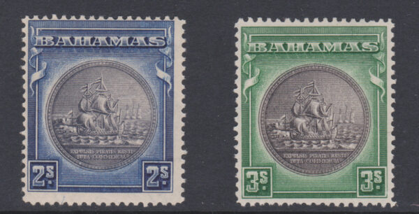 Bahamas 1931 GV SG131-2 2/- Slate purple & ultra 3/- Slate purple & myrtle mint