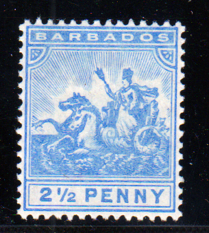 Barbados 1905 SG139 2 1/2d Blue mint hinged Cat £38