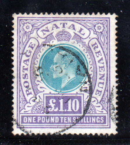 Natal 1902 SG143 £1.10/- Green and Violet Used Cat £200
