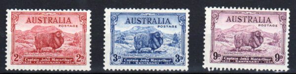 Australia 1934 SG150-2 2d, 3d & 9d, MH Cat £55