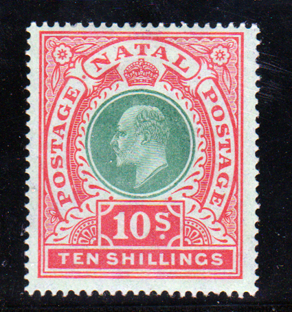 Natal QV 1908 SG170 10/- Green & Red/Green Mint Cat £120
