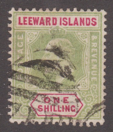 Leeward Islands 1902 EDVII SG26 1/- Green & Carmine Fine Used Cat £38