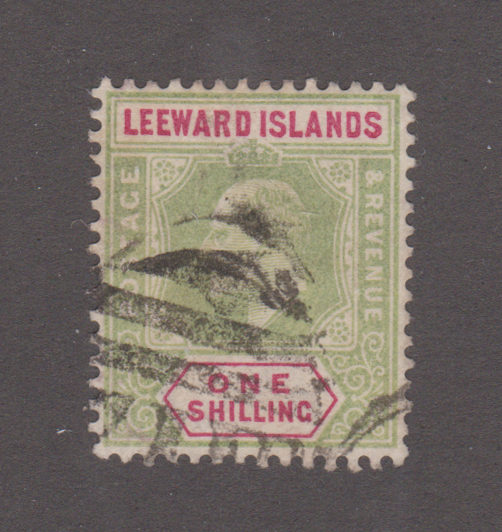 Leeward Islands 1902 EDVII SG26 1/- Green & Carmine Fine Used Cat £38