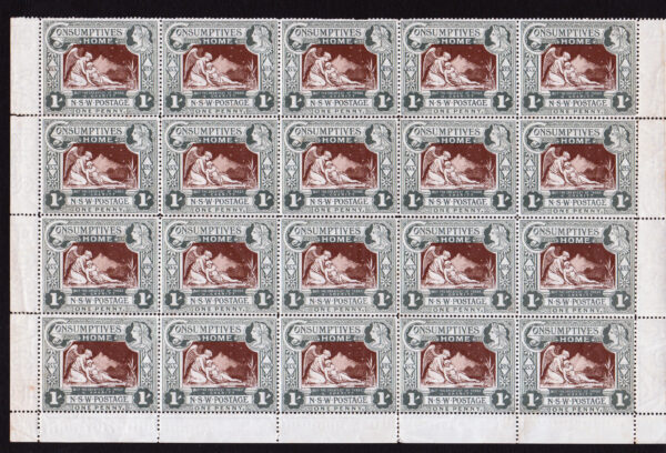 New South Wales SG280 1/- Charity Block of 20 Never Hinged Mint