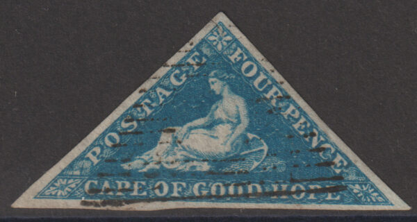 Cape of Good Hope SG4 2d Deep Blue 3 Margin VFU Cat £180