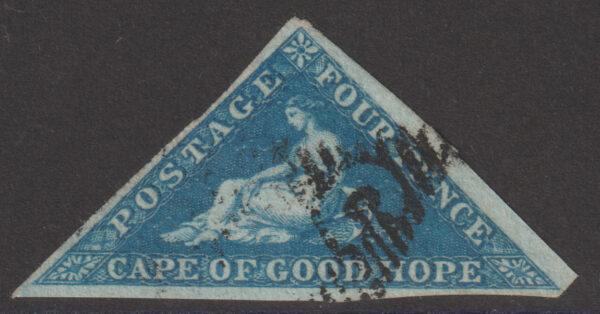 Cape of Good Hope SG4 2d Deep Blue 3 Margin VFU Cat £180