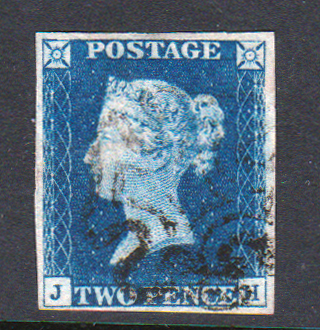 GB QV SG5 2d Blue Letter JH Light Maltese Cross Cancel VFU Cat £975