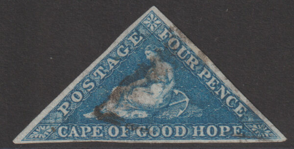 Cape of Good Hope SG6a 2d Blue 3 Margin FU Cat £90