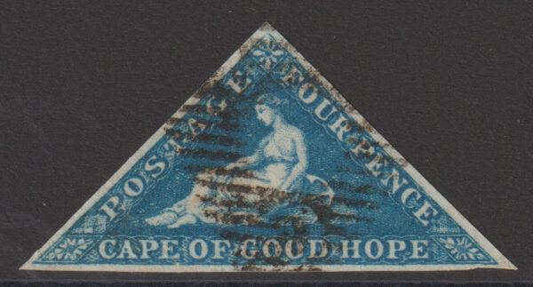 Cape of Good Hope SG6a 2d Blue 3 Margin VFU Cat £90