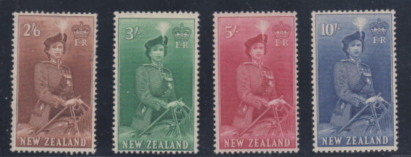 New Zealand 1953 QEII SG733d-6 2/6 3/- 5/- & 10/- mint cat £130