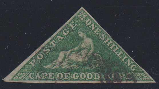 Cape of Good Hope 1859 SG8b 1/- Deep Dark Green 3 Margin Fine Used Cat £600