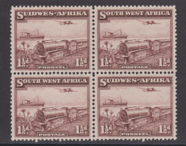 South West Africa 1937 SG96 1 1/2d purple-brown train, never hinged mint Cat £60