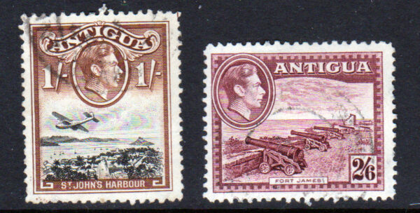 Antigua GVI 1938 SG105-6 1/- & 2/6 VFU