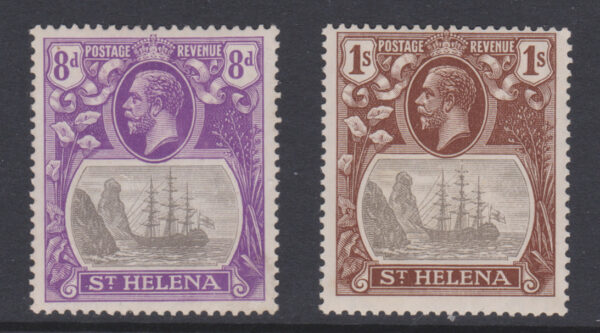 St Helena GV 1922 SG105-6  8d & 1/- Mint