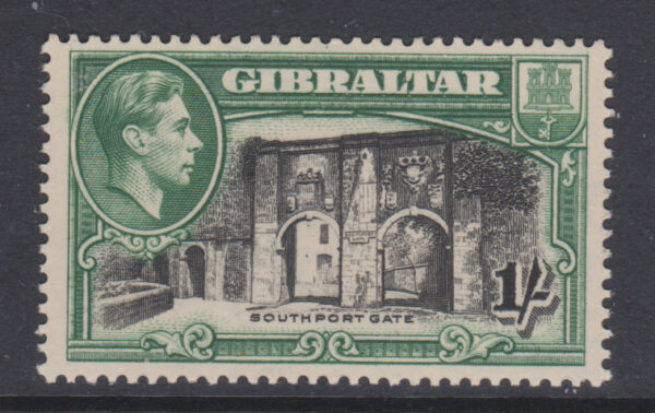 Gibraltar GVI 1938 SG127 1/- Black & Green Mint Cat £45