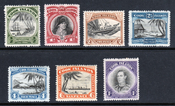 Cook Islands 1944 GVI SG137 - 143 1/2d - 1/- Mint