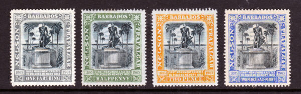 Barbados 1906 SG145,146,148 & 149 1/4d, 1/2d, 2d & 2 1/2d Mint