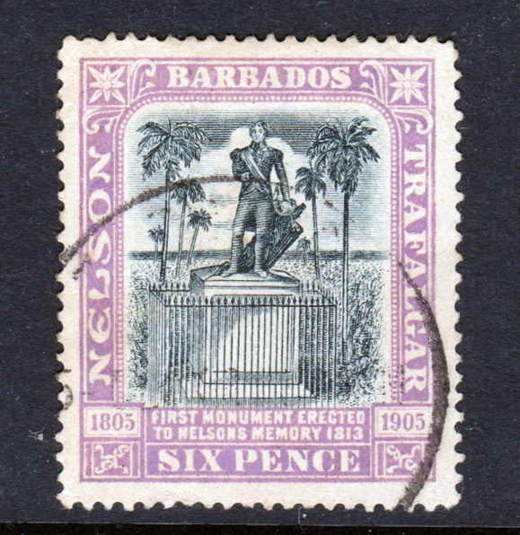 Barbados 1906 SG150 6d Black & Mauve FU Cat £30