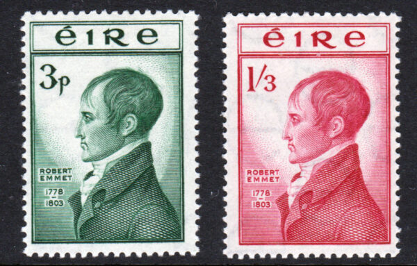 Ireland 1953 SG156-7 3d Deep Bluish Green & 1/3d Carmine Mint