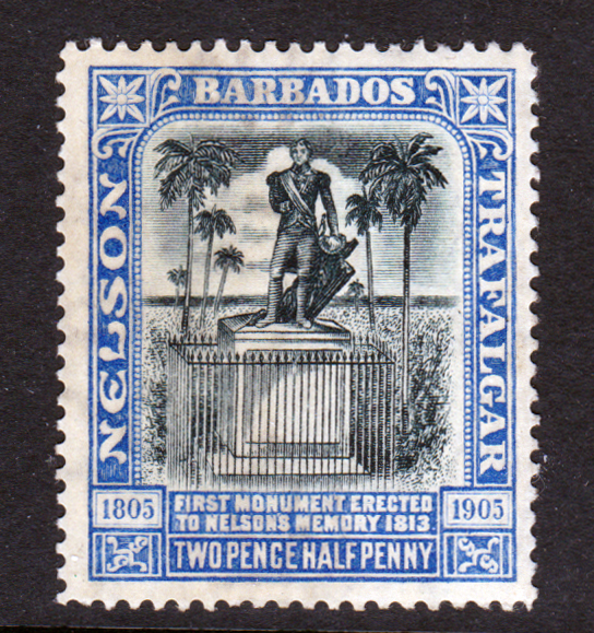 Barbados 1907 SG162 2 1/2d Black & Bright Blue Mint