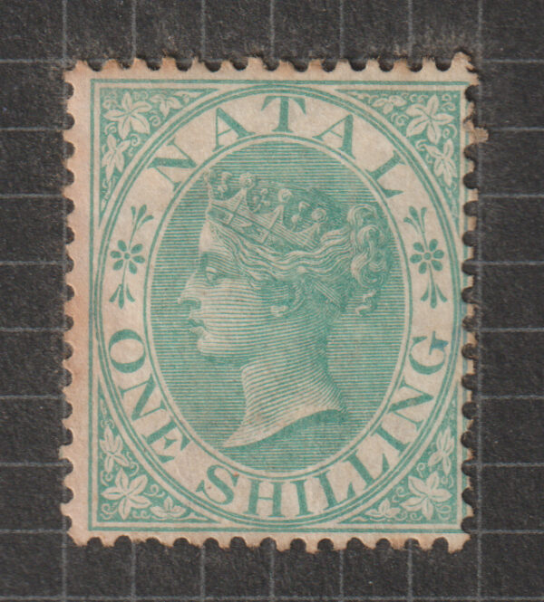 Natal 1867 QV SG25 1/- Green Mint Hinged Cat £250