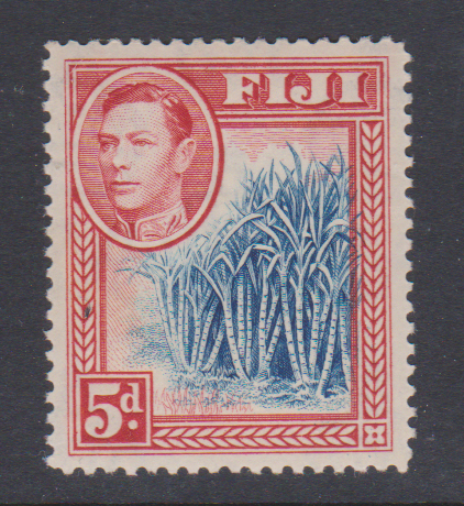 Fiji GVI 1938 SG258 5d Blue & Scarlet Mint Cat £45