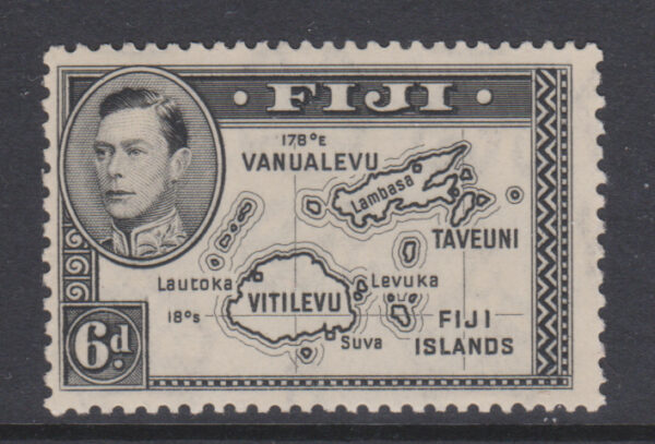 Fiji GVI 1938 SG260 6d Black Mint Cat £60