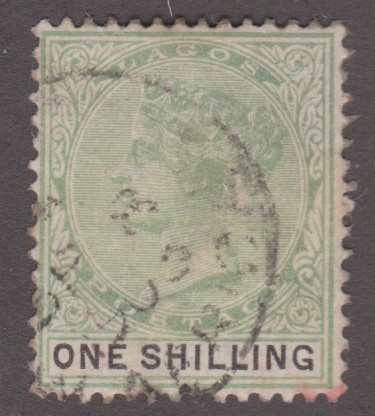 Lagos 1887 QV SG38 1/- Yellow-Green & Black FU