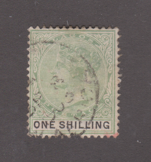 Lagos 1887 QV SG38 1/- Yellow-Green & Black FU
