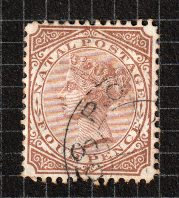 Natal 1874 QV SG69 4d Brown FU