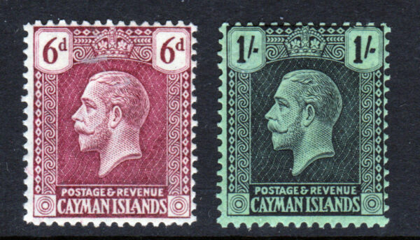 Cayman Islands GV 1921 SG77 & SG79 6d Claret & 1/- Green Mint