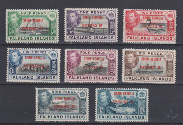 Falkland Islands GVI 1944 SGB1-B8 South Georgia Overprints Mint