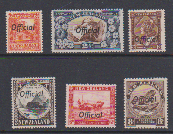 New Zealand 1936 SGO123-O128 2d - 8d Officials Mint