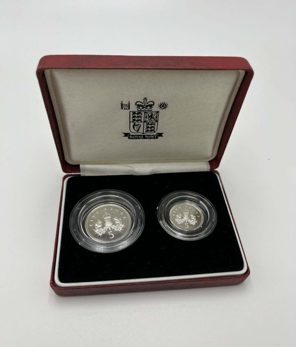 GB QEII 1990 Royal Mint 5p Silver Proof Set Boxed