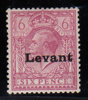 British Levant 1916 SGS6 6d Reddish Purple Mint Cat £110 Cert